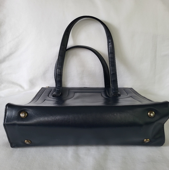 Vintage Julius Resnick Navy Blue Pocketbook Handbag 1970s - Picture 5 of 9